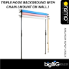 Triple Hook Background system with chain (mount on wall)