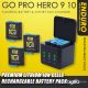 EDR Go Pro Hero 9 10 Black Cameras Battery and 3-Port Fast Charger for GoPro Action Sports Camera by Enduro Batt - Combo 3