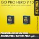 EDR Go Pro Hero 9 10 Black Cameras Battery and 3-Port Fast Charger for GoPro Action Sports Camera by Enduro Batt - 2 Batteries