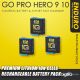 EDR Go Pro Hero 9 10 Black Cameras Battery and 3-Port Fast Charger for GoPro Action Sports Camera by Enduro Batt - 3 Batteries