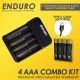 Enduro LI-ION/NI-MH (AA/AAA) Battery Charger Enduro with USB-C (CH04) - 4 AAA with charger
