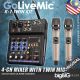 GoLiveMic K-1 Twin Kit Professional 4-Channel Bluetooth Audio Mixer with 2 Wireless Microphone for KTV/Concert/Broadcast