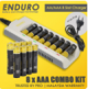 Enduro 8 Slot AA and AAA Battery Charger with AAA Batteries COMBO